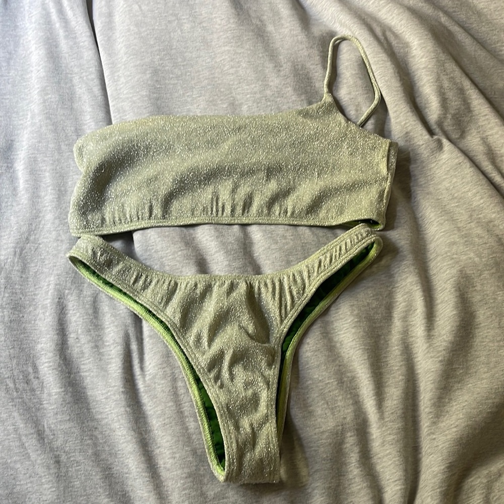 Green Elysiian Women's Glitter Bikini Set
